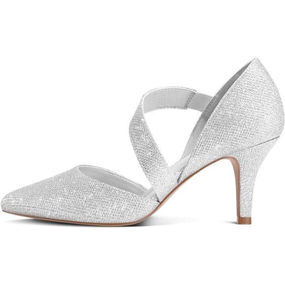 Women's Pointed Toe Low Stiletto Heel Dress Pumps Shoes - Picture 2 of 7